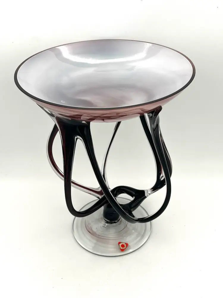 Jozefina Krosno Makora Of Poland Jellyfish Pedestal Bowl In Amethyst ~10” Tall