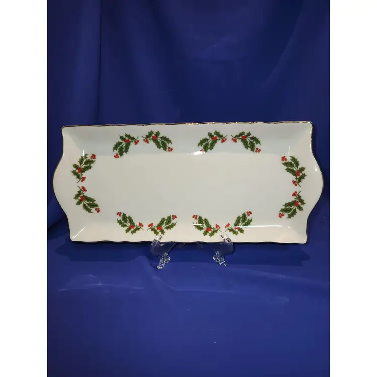 Kashima Christmas Holly  Rectangular Serving Platter Tray