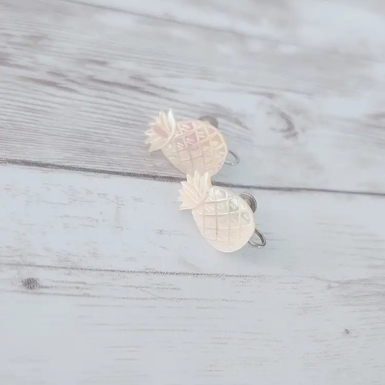 Vintage Screw On Earrings Cream Pineapple with Slight Iridescence