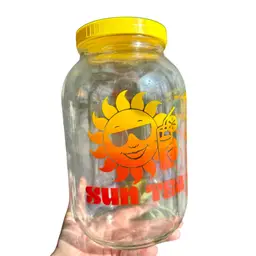 Vintage 70’s Anchor Hocking SUN TEA Large Glass Jar Gallon Jug with Lid Groovy