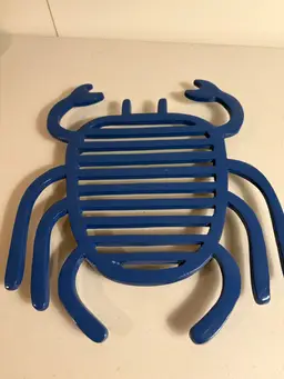 Crate And Barrel Harborside Blue Metal Crab Trivet