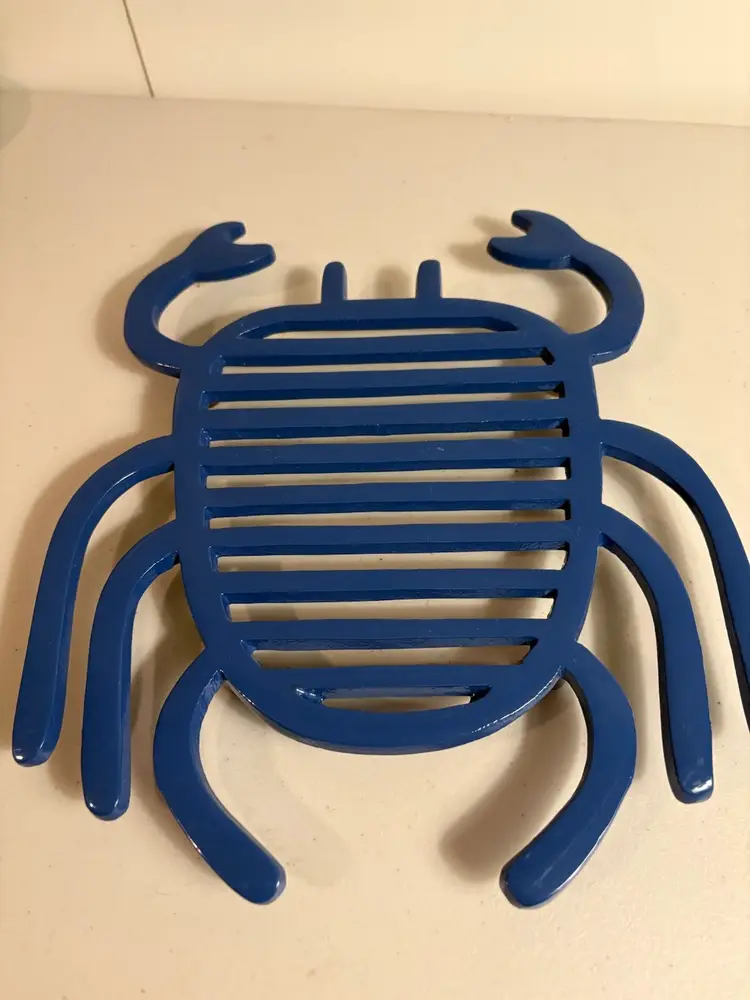 Crate And Barrel Harborside Blue Metal Crab Trivet