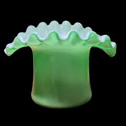 09. Vintage Fenton Green Overlay Top Hat 3” Tall
