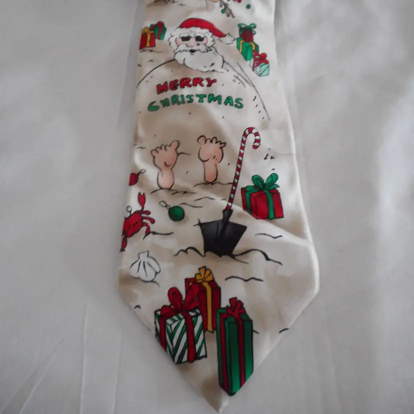 Santa on the Beach 100% silk Tie necktie Tie Tales