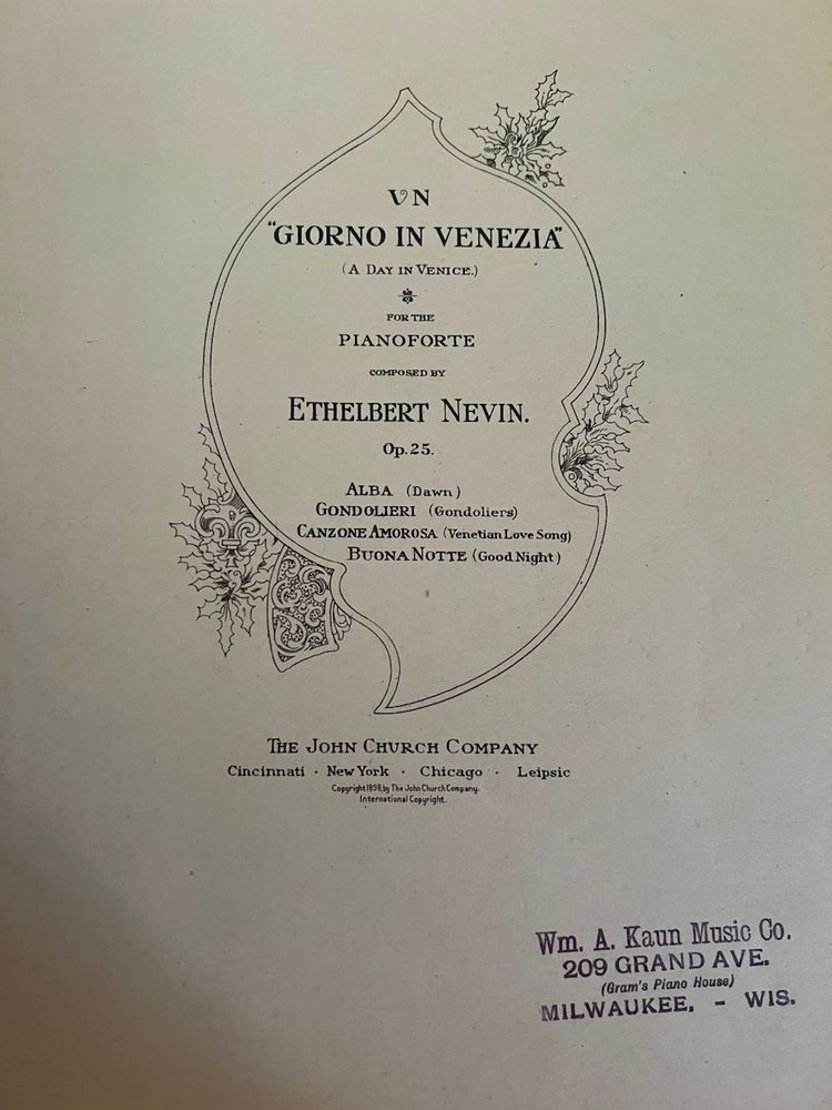 Antique 1898 Piano Music Book