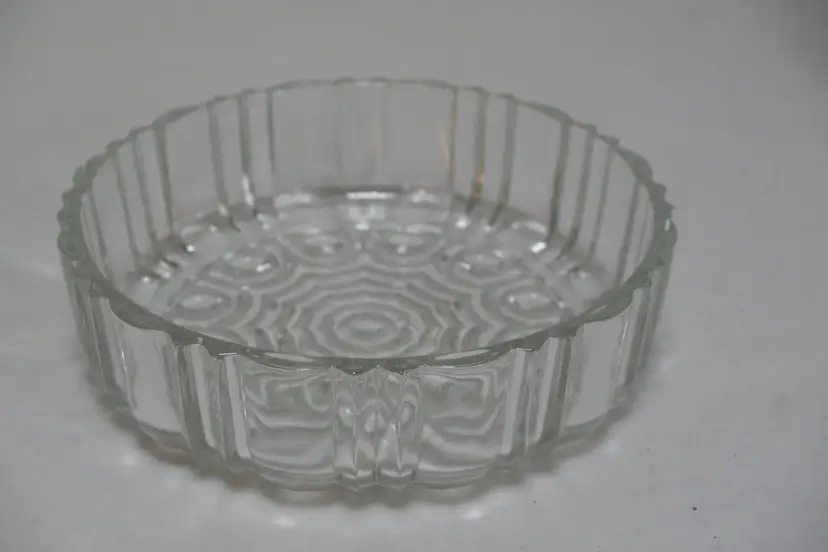 VTG Anchor Hocking Old Cafe Depression Optic Pat Glass Candy Dish Bowl Clear 7”