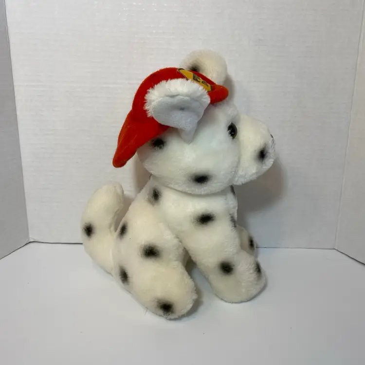 VINTAGE SOFT THINGS DALMATIAN FIRE DOG PLUSH Stuffed Animal With Fire Hat