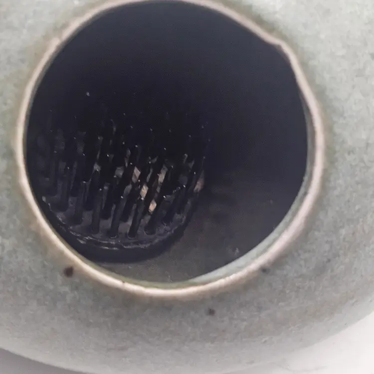 Studio Art Pottery Vase with metal flower frog