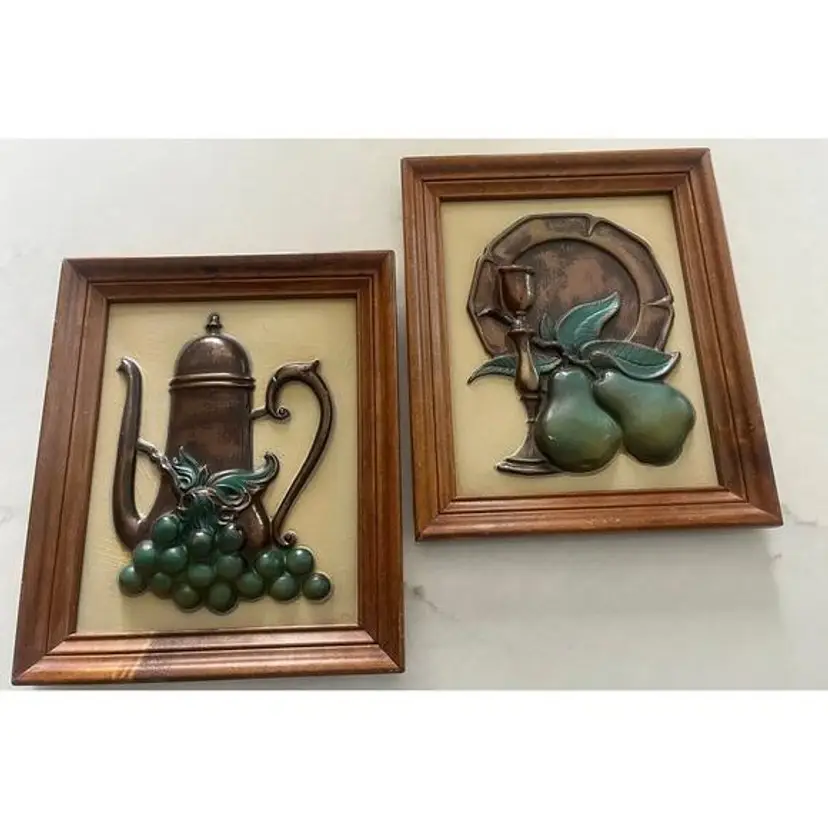 Pair of Vintage Mid Century 3D Plastic Wall Hangings