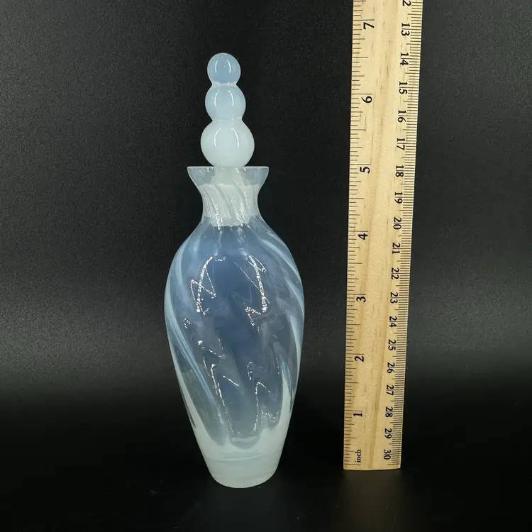 Silvestri Mouth Blown White Opalescent Glass Perfume Bottle