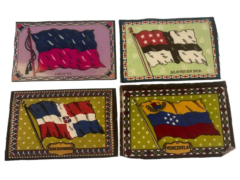 Vintage Tobacco Silks Flags Haiti So. African Rep. San Domingo Venezuela Qty 4
