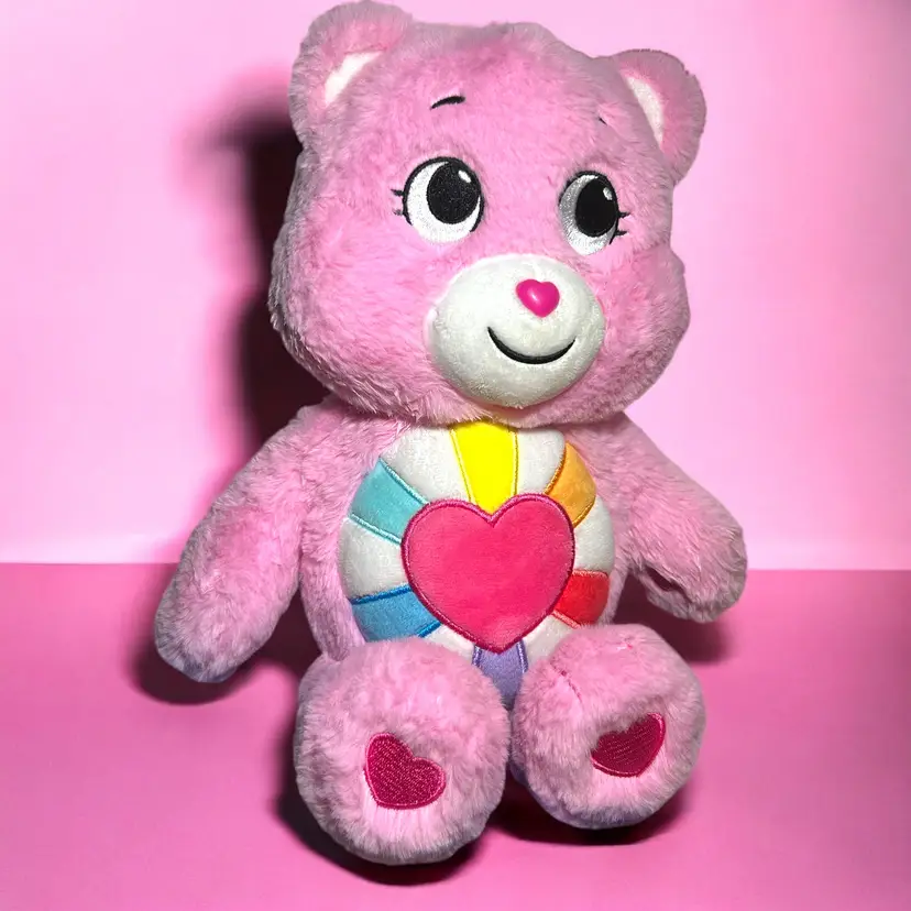 Basic Fun 2021 Care Bears Hopeful Heart Pink Bear Stuffed Animal Plush Toy 14"