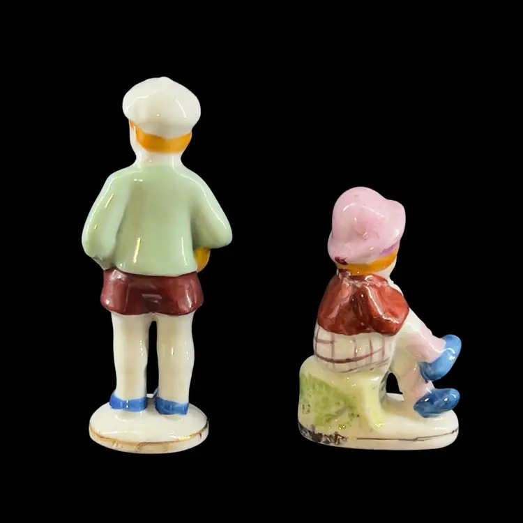 Vintage Porcelain Figurines Boy & Girl Hand Painted Occupied Japan 1945 - 1952
