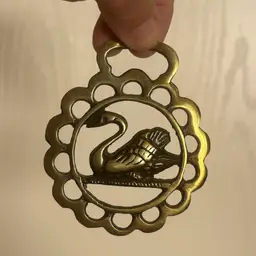 Vintage Solid Brass Swan Horse Medallion