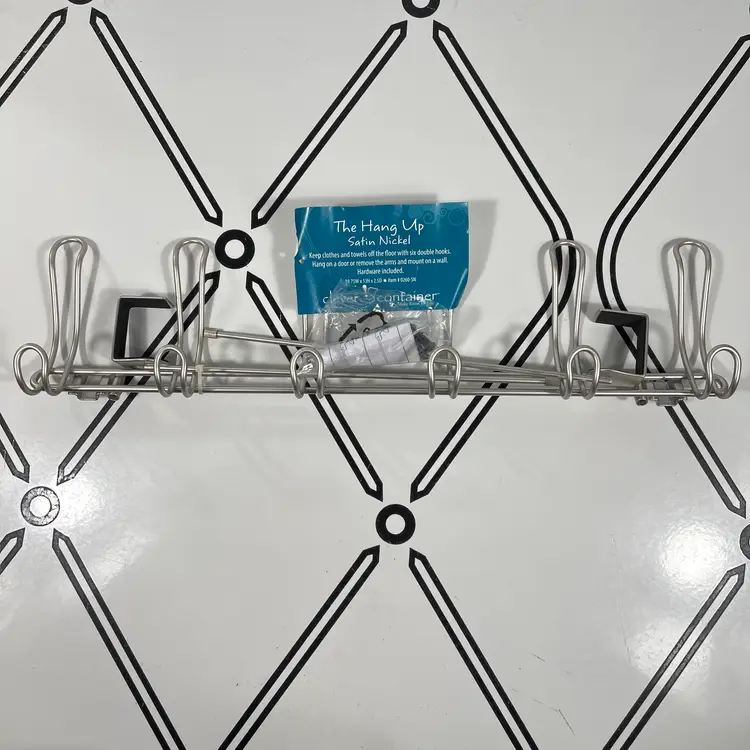 Satin Nickel Over The Door Hook Rack Six Double Hooks Wall Mount