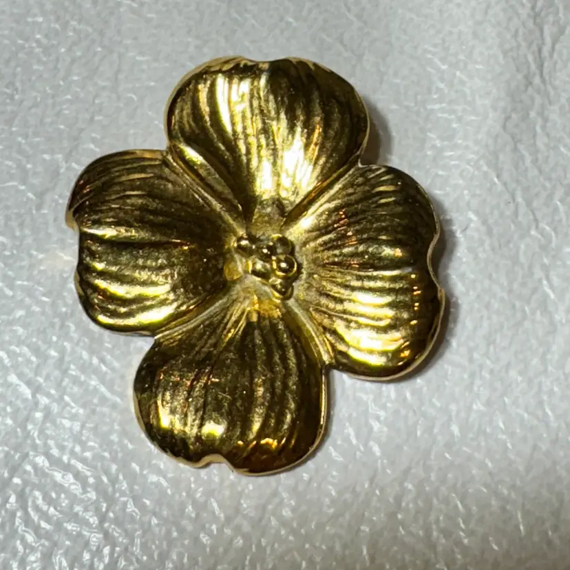 Vintage Sterling H&H Dematteo Dogwood Flower Brooch Gold Overlay 1 5/8” Tall 14.7 grams