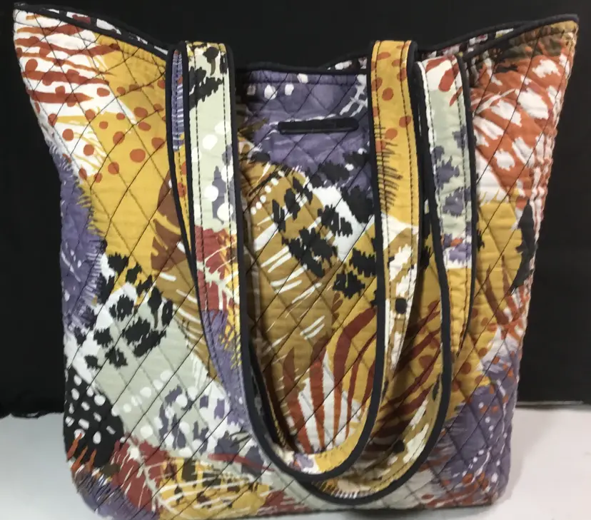 Vera Bradley tote/purse, painted feathers pattern one snap 2 cloth handles, fall colors