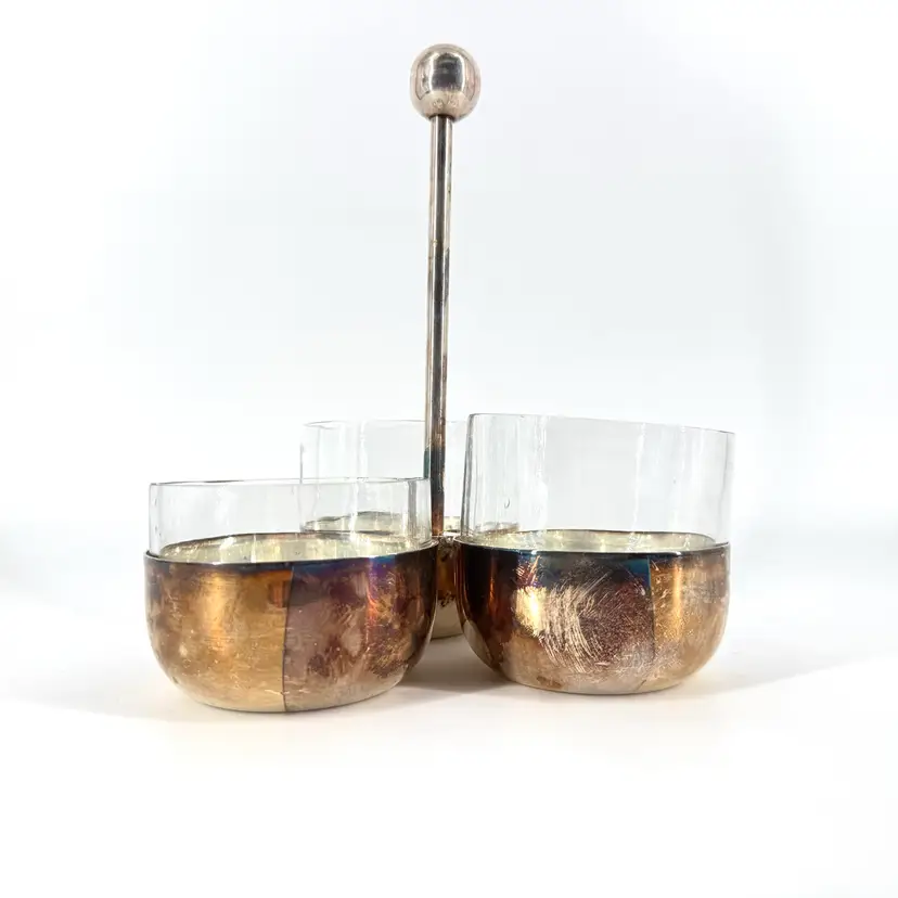 MCM Style Condiment Serving Glass Caddy