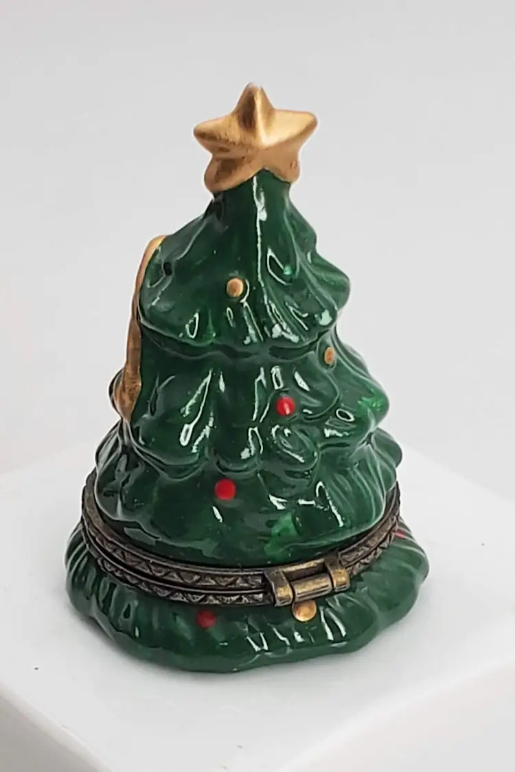 Christmas Tree Porcelain Hinged Trinket Box
