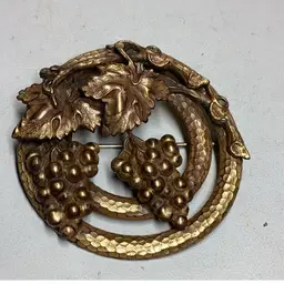 Art Nouveau Brass Brooch Grapevine Design 1920’s