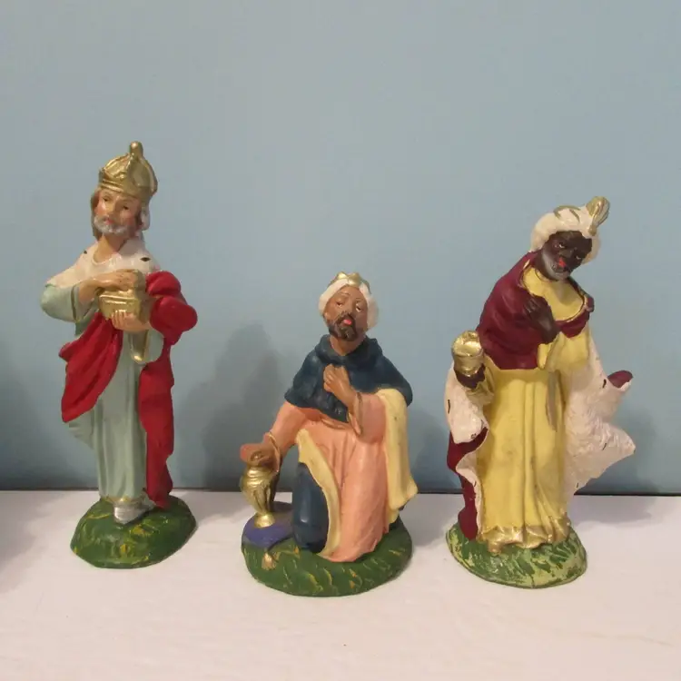vintage nativity scene paper mache  made in Italy Christmas decor 10pcs set
