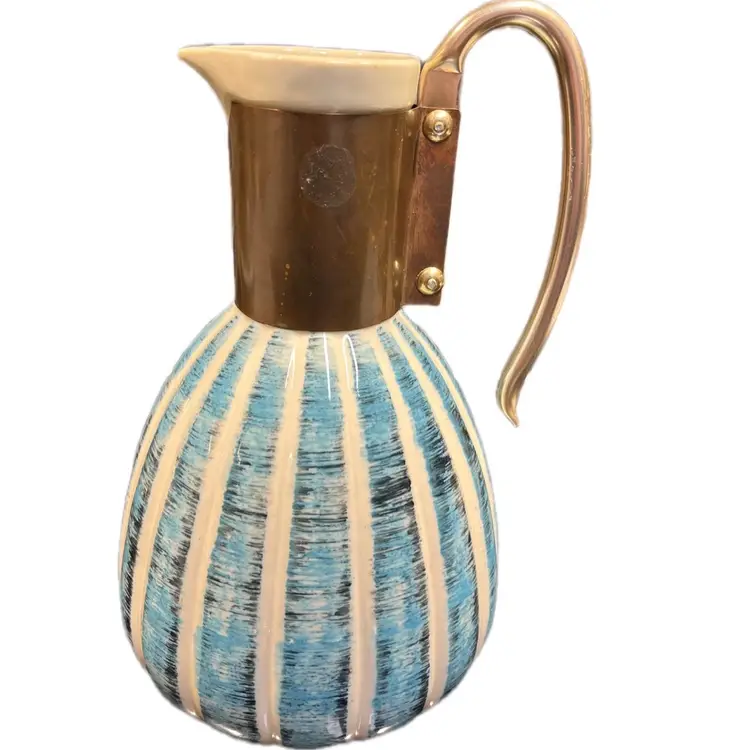 MCM Wine Chiller-  Signed- C Miller 1957 57-33 - Chiller Pottery-Vintage Wine Pitcher With Metal Handle - 10”tall, 6.5 Wide