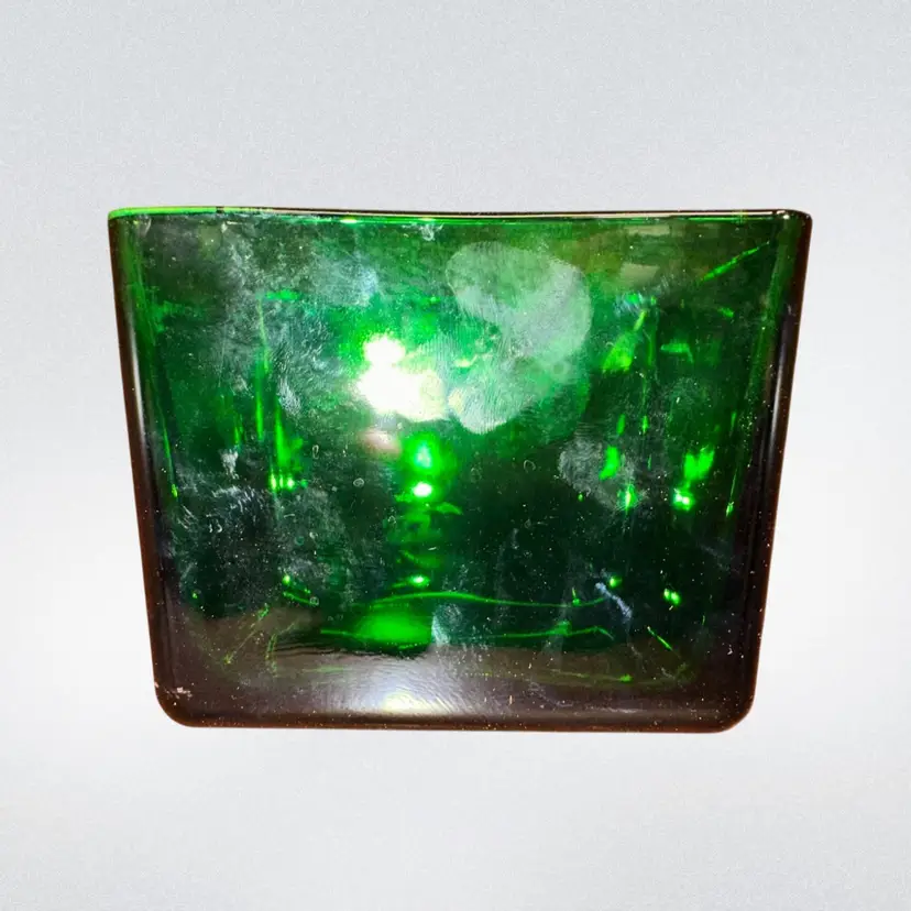 NAPCO Vase Planter #1164 Emerald Green Glass Rectangular Cleveland OH USA Vtg