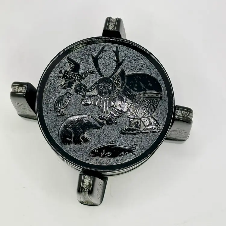 Set Of 6 Boma Inuit Design Coasters With Holder Stand