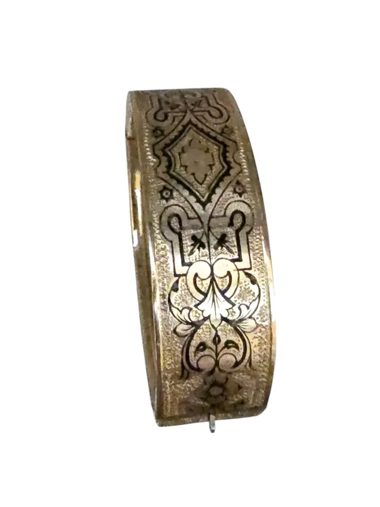 Antique Victorian Gold Filled Black Enamel Bangle Bracelet H&B Pat 7/2/1874