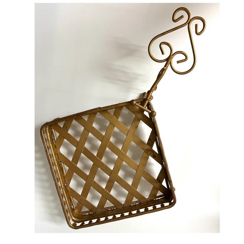 Metallic Bronze Color Square Shaped Stand with Handle Plant Napkin Holder 7x7 in