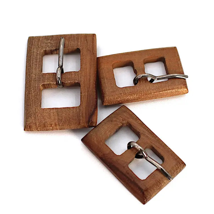 Wooden Coat Or Sweater Buckles Set Of 3 Vintage