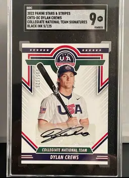 Dylan Crews 2022 Panini Stars & Stripes Black Ink SGC 9 /125