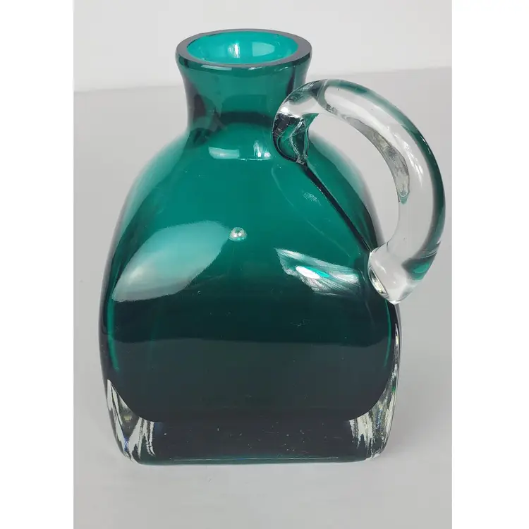 Vintage Gorgeous Designs Co. Teal Square Base Jug-Pitcher. 5-3/4" Tall