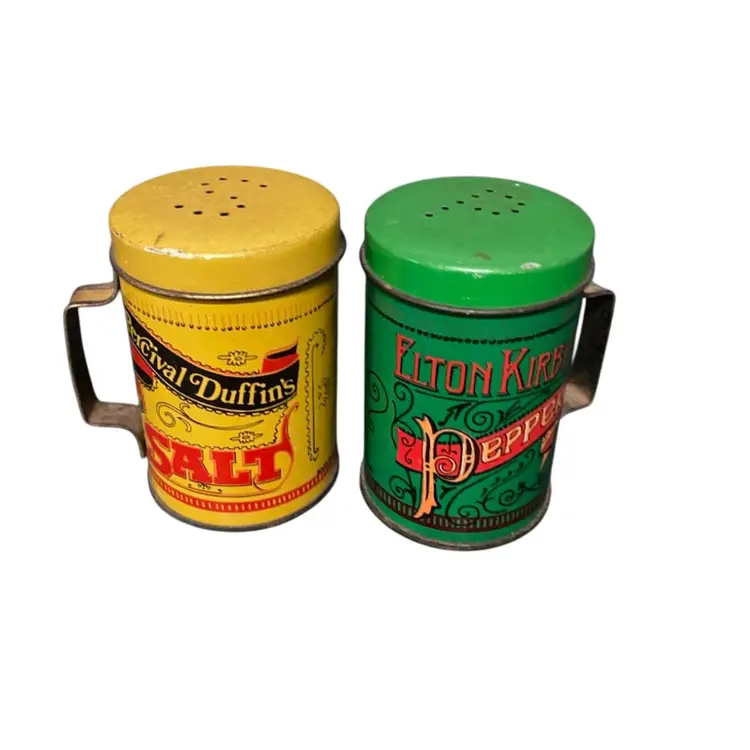 60’s Tin Salt & Pepper Shakers Perceval Duffin & Elton