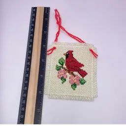 Cardinal Needlepoint Ornament! 3 1/2” Tall 3” Wide