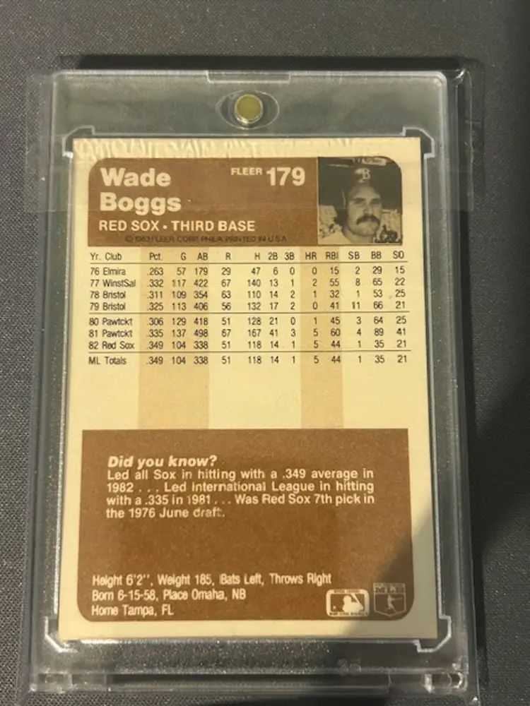 1983 Fleer Wade Boggs RC