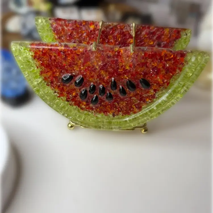 Vintage 1960's-1970's Acrylic Resin Watermelon Slice Decorative Napkin Holder