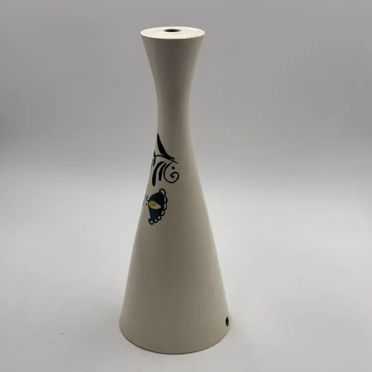 Vintage MCM Ceramic Hand Painted Cone Shaped Table Lamp Base Part