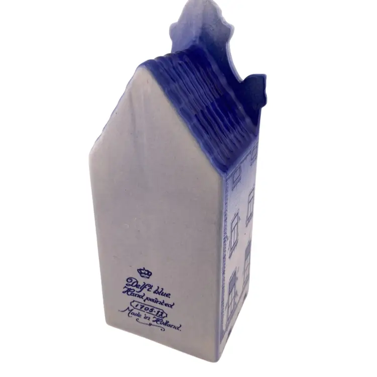 Vintage Delft Blue House Building Figurine Decor Signed Made In Holland Blue White CottageCore Granny