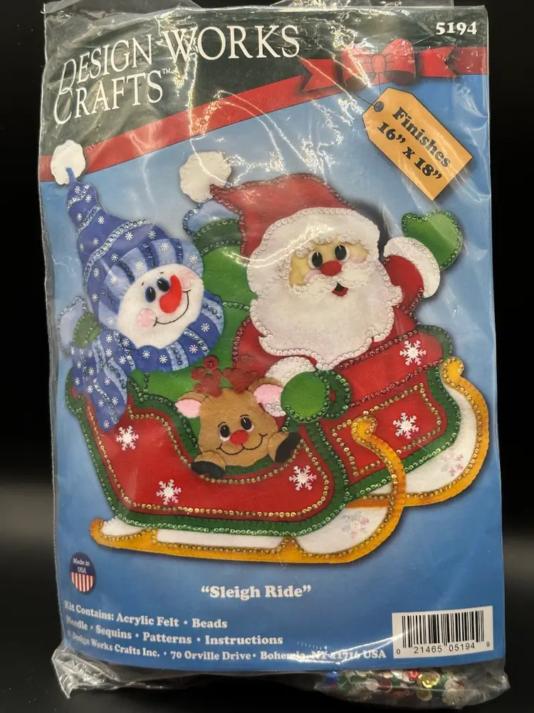 Felt Embroidery Kit ~ Sleigh Ride Wall Hanging