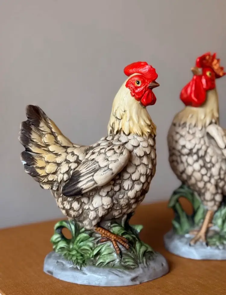 Vintage HOMCO Rooster & Hen Figurines (Taiwan) – Farmhouse Pair