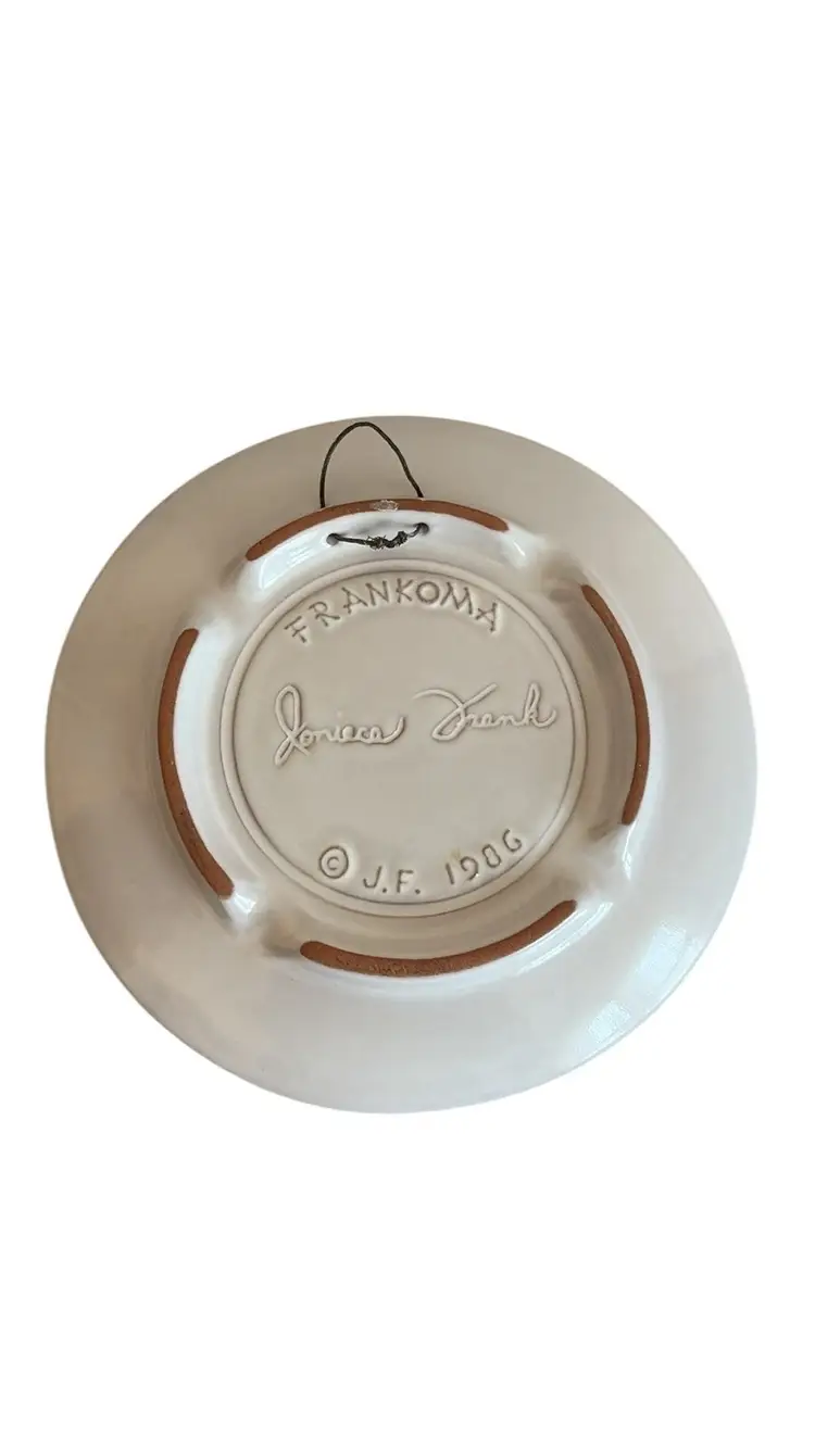 Vintage Frankoma Christmas Plate “For Thee I Play My Drum” Glazed Pottery White