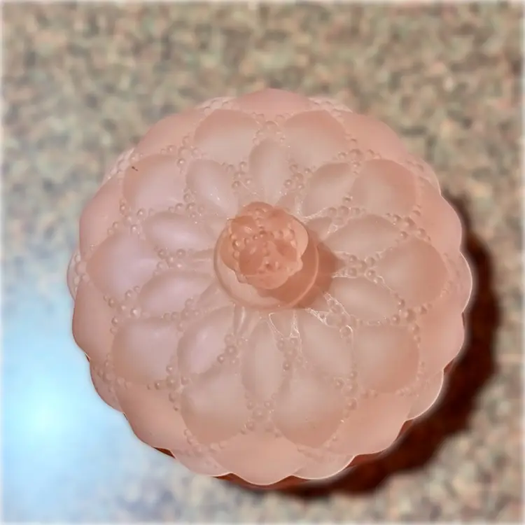 Vintage Imperial Glass Wampum Pink Satin Hollywood Glam Lidded Powder Jar (HTF)