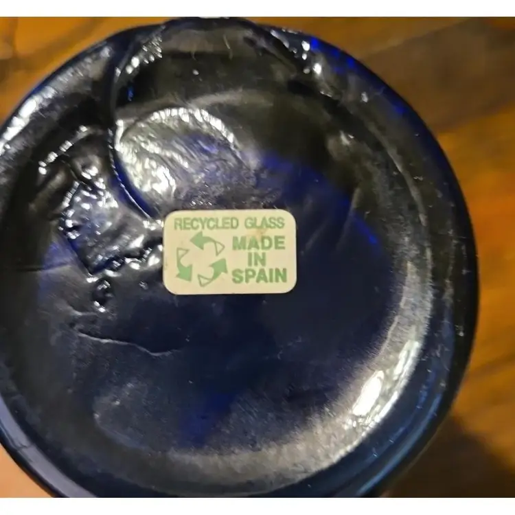 Cobalt Blue Recycled Glass Bottle From SPAIN