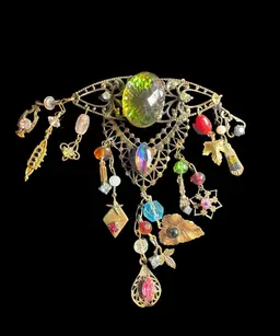 Vintage Aesthetic Movement Chunky Charm Brooch