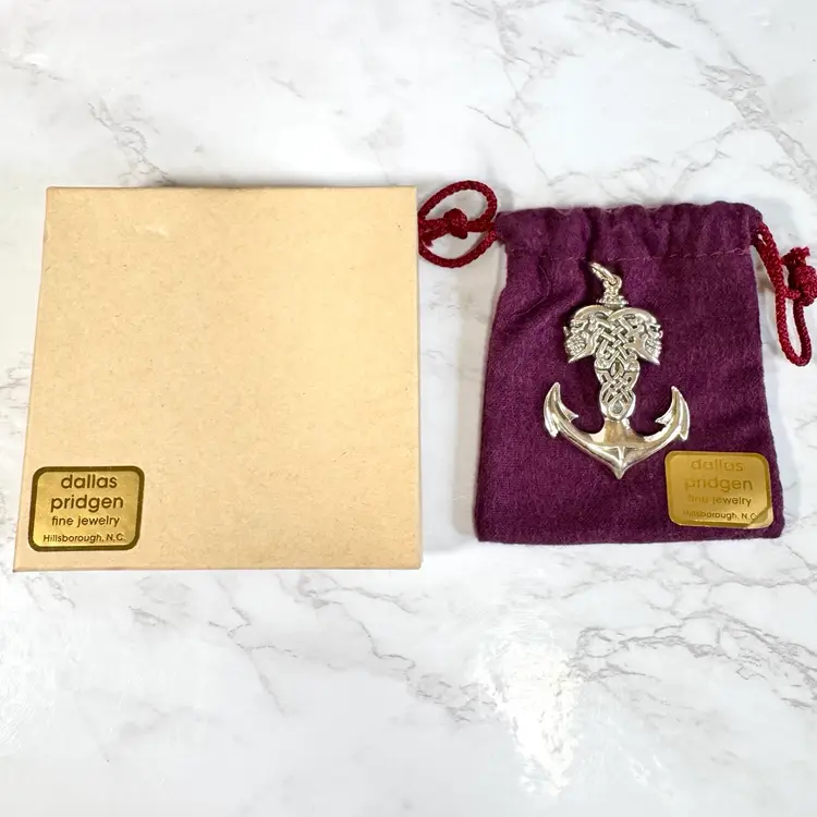 Dallas Pridgen Sterling Silver Skull & Anchor Celtic Knot Pendant with Box & Bag