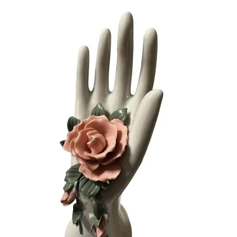 Vintage porcelain lady's hand figurine Ring Holder