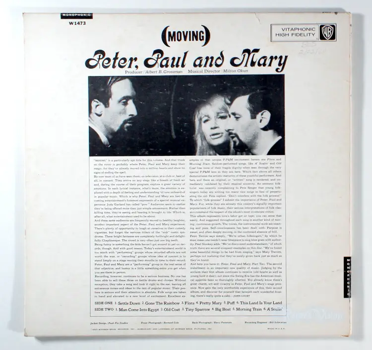 Peter, Paul, and Mary - Moving (1963) Vinyl LP • & Puff the Magic Dragon