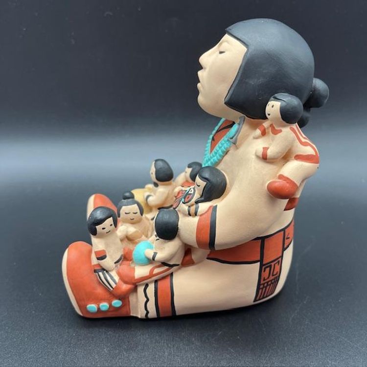 Cleo Teissedre Hopi signed Storyteller Figurine 1986 Pottery Vintage 5" Tall