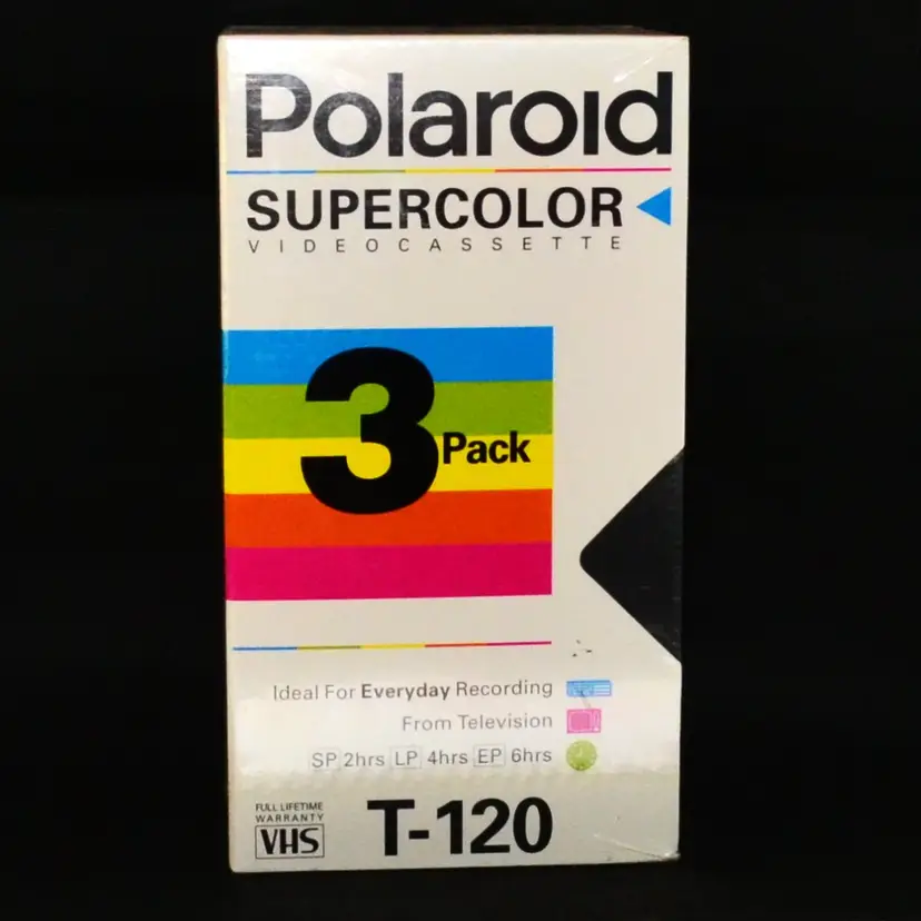 Polariod T120 VHS Recording Tapes 3 Pack Sealed Package 1990s Video Electronics DIY Home Entertainment